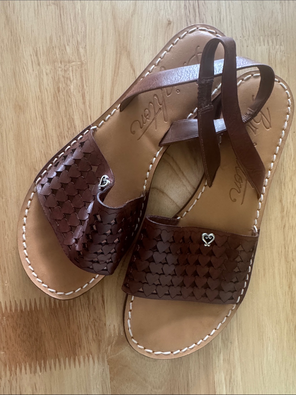 Brighton Woven Leather Brown Women's Slingback Sandals